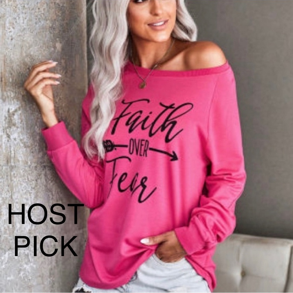 Trendy Faith Over Fear Pullover Top